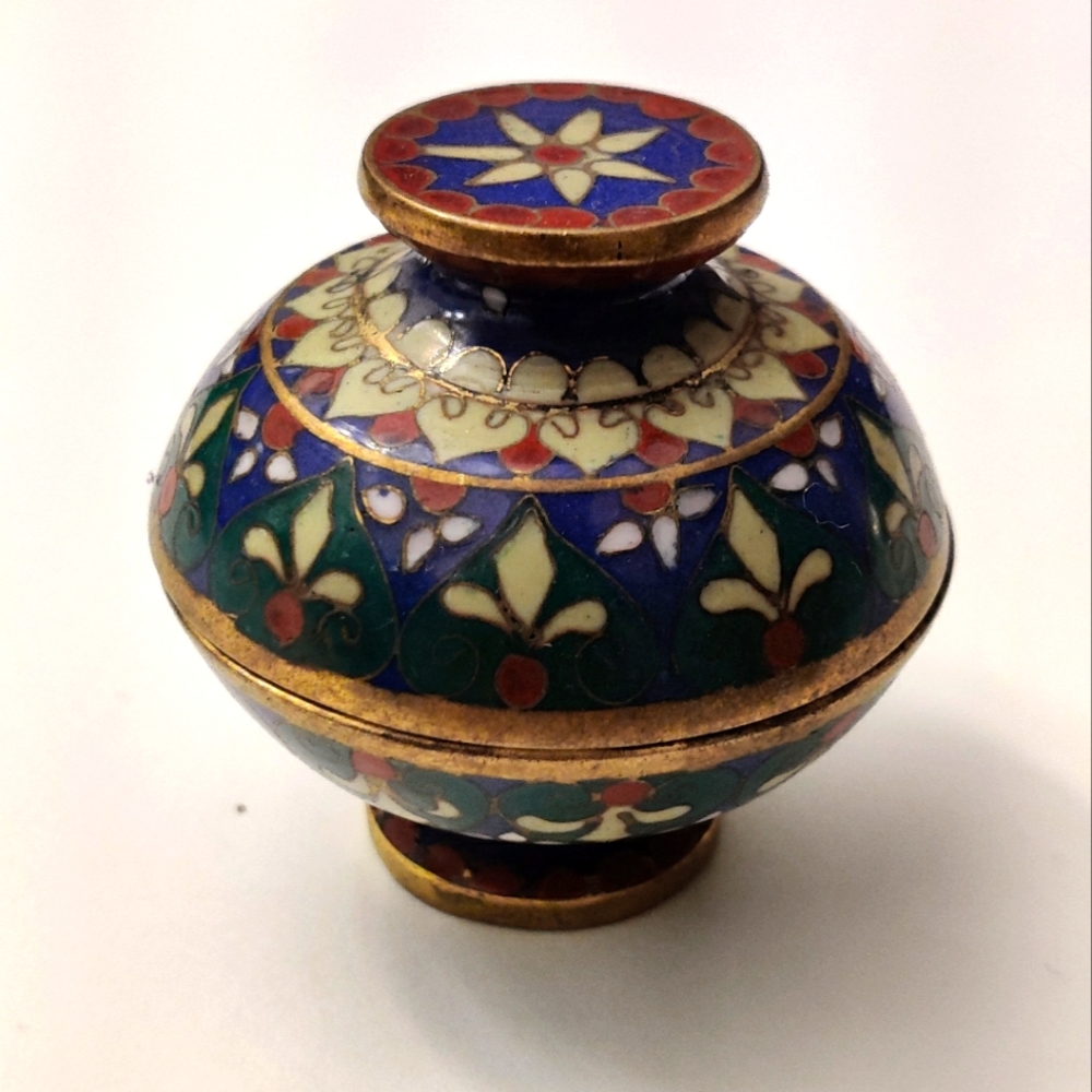 Rare Miniature Cloisonne Jar Trinket Box